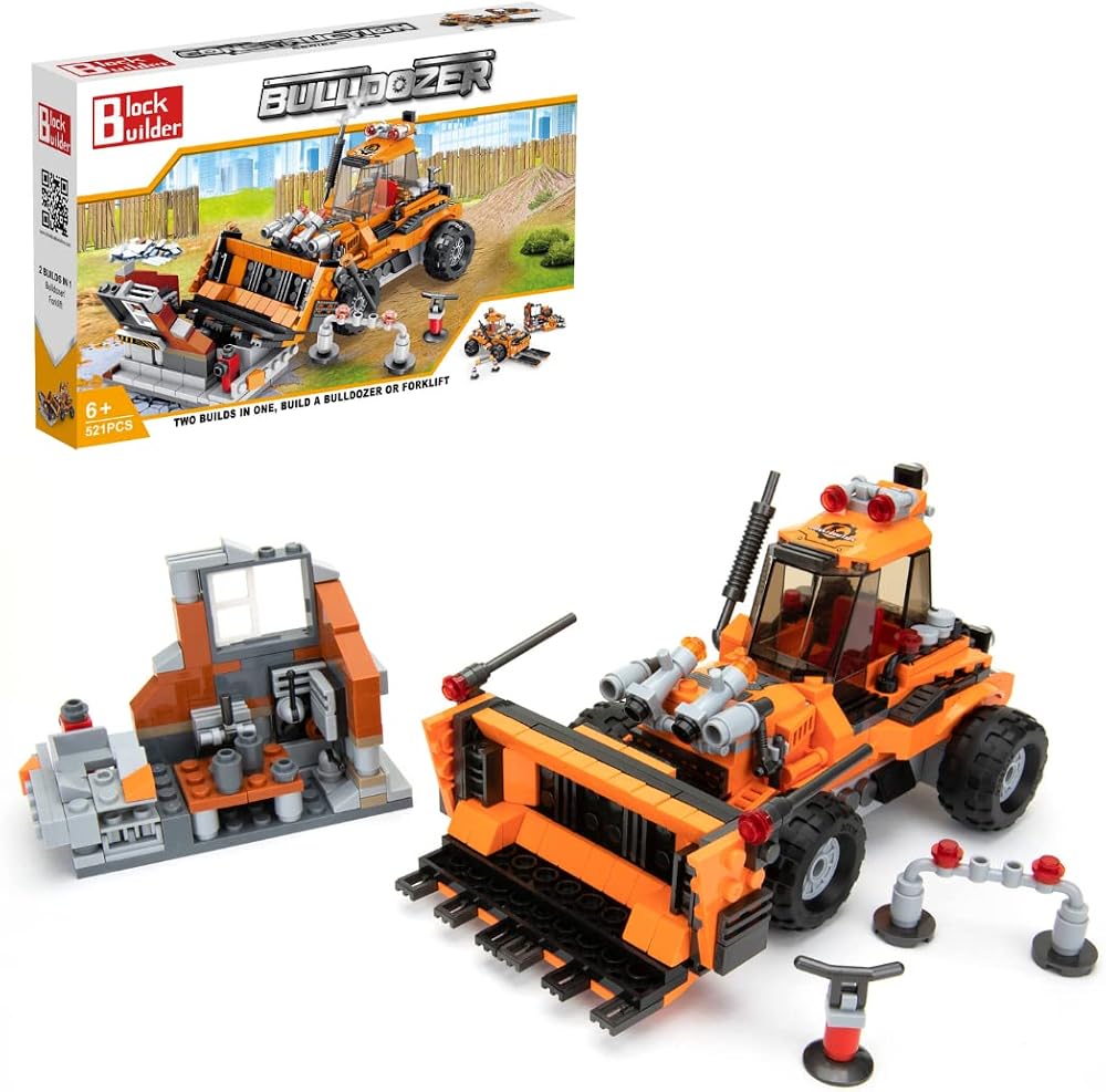 Bulldozer + Forklift building block set
