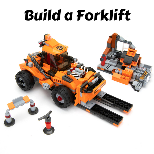 Block Builder Bulldozer Block Set (521pcs) and Construction Forklift.