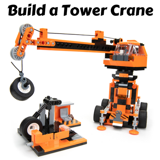 Block Builder Mobile Crane Building Block Set (475pcs) and Construction Tower Crane.