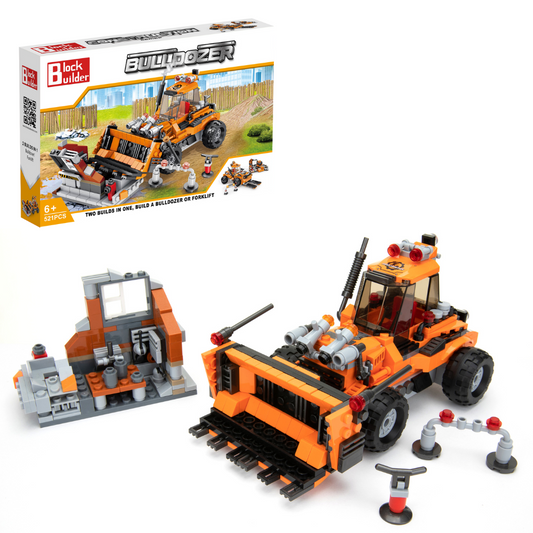 Block Builder Bulldozer Block Set (521pcs) and Construction Forklift.